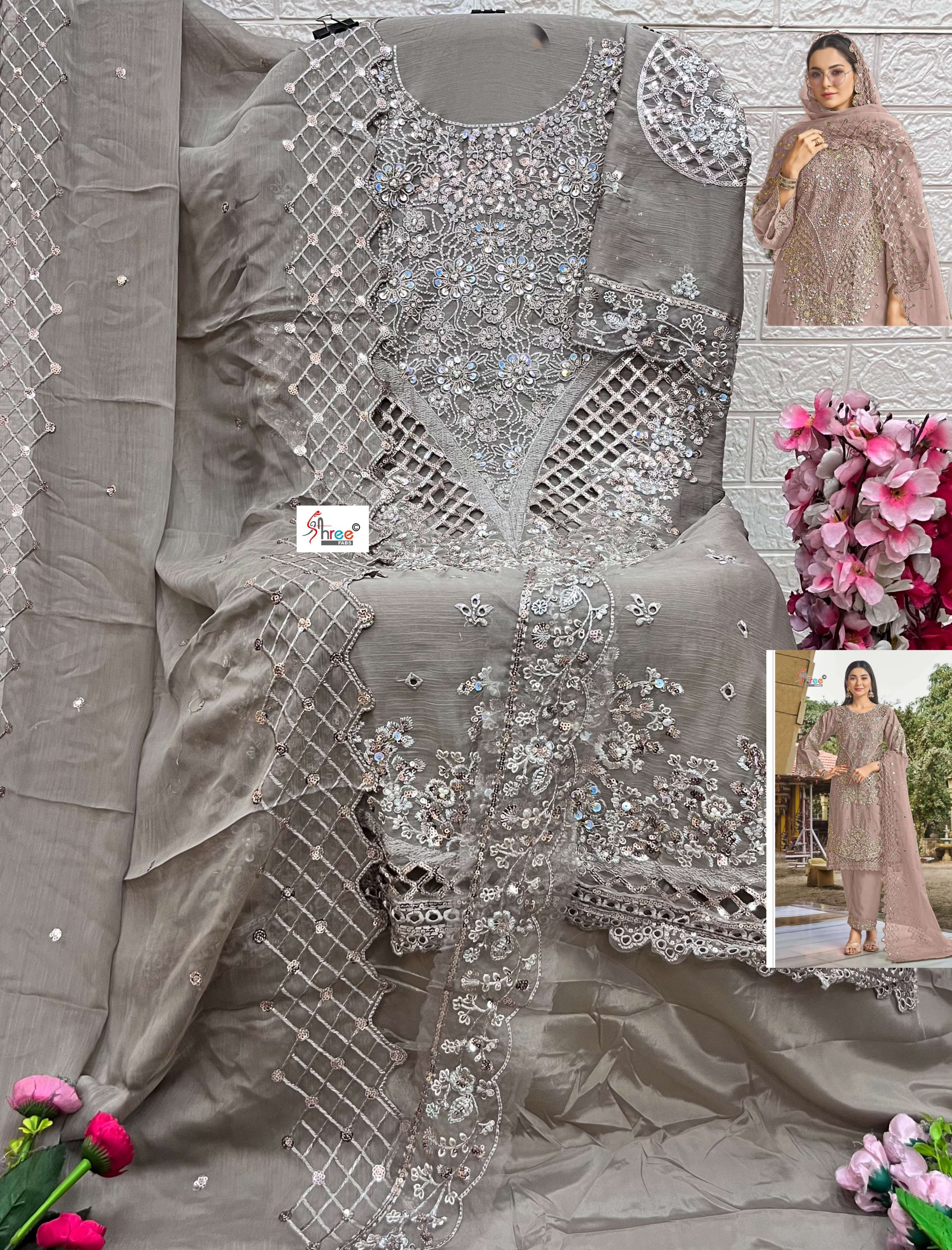SHREE FABS SF 5619 COLOR CHIFFON EMBROIDERY PATTERN SUIT LADIES WHOLESALER GUJARAT